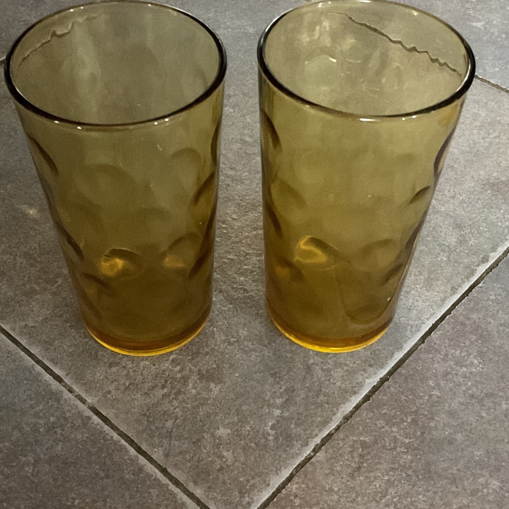 Amber Glass Tumblers - Set of 2